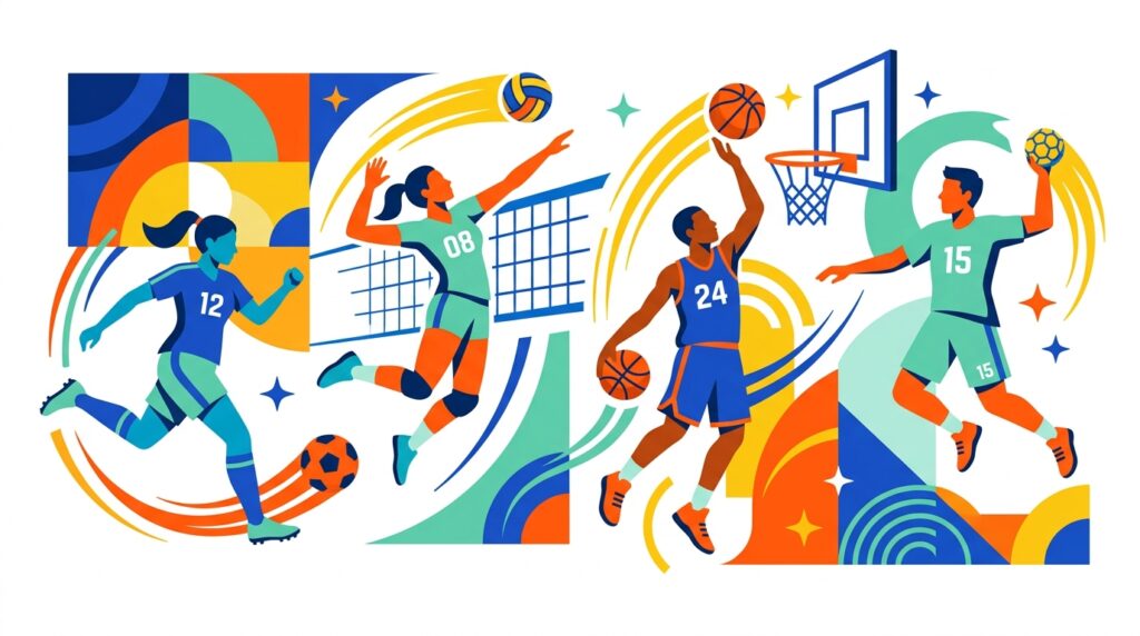 Illustration zum Ballspieltag der schwäbischen Fach- und Berufsoberschulen