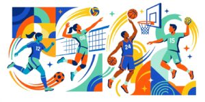 Illustration zum Ballspieltag der schwäbischen Fach- und Berufsoberschulen